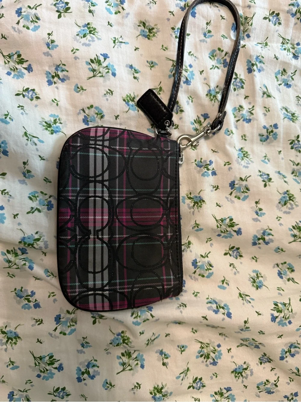 Coach Black & Pink Wristlet Pouch
